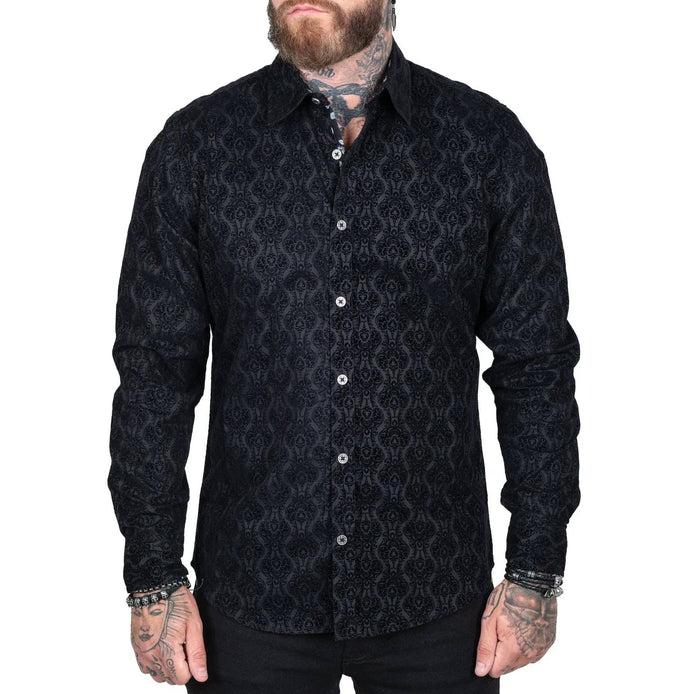 Wornstar Amaryllis Black Flocked Men's Shirt