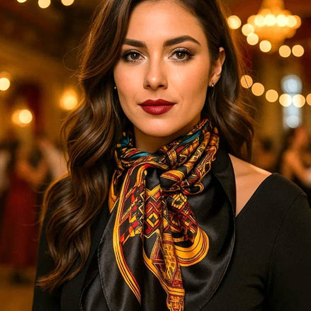 35x35" Black & Gold Wild Rag Scarf