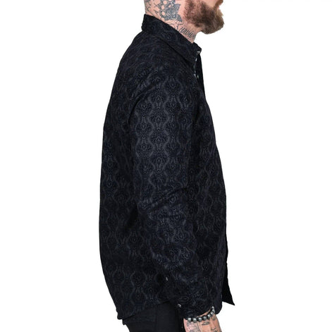 Wornstar Amaryllis Black Flocked Men's Shirt