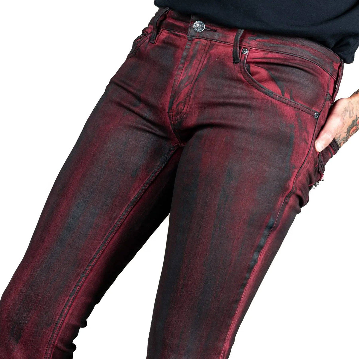 Wornstar Hellraiser Coated Jeans – Crimson