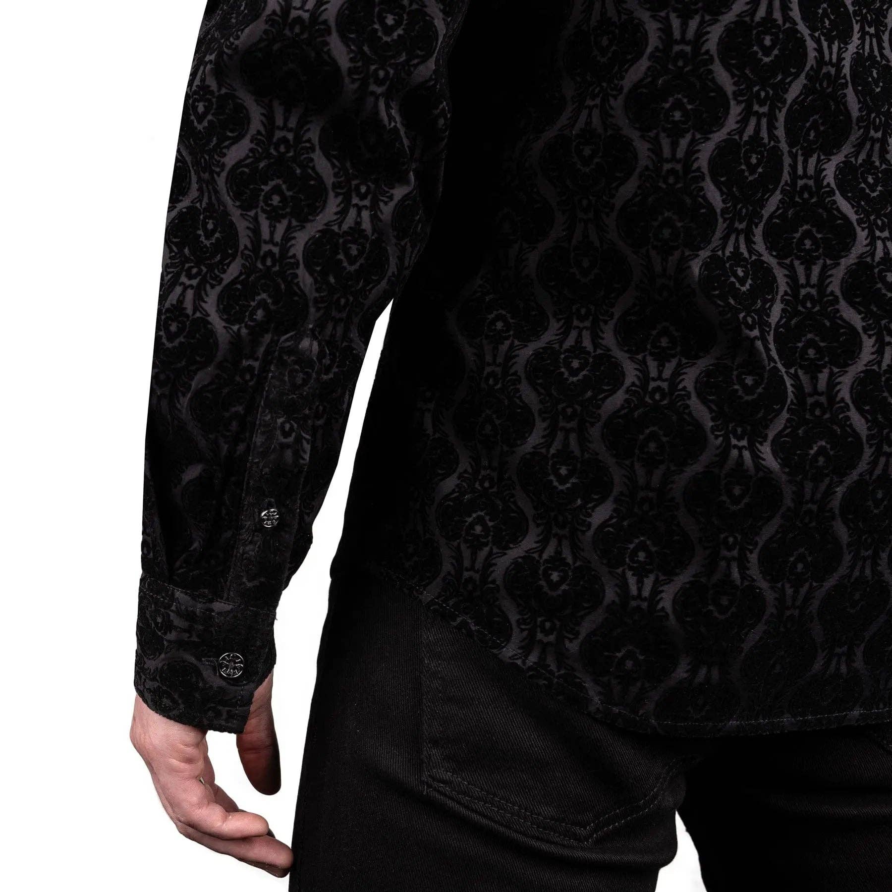 Wornstar Amaryllis Black Flocked Men's Shirt