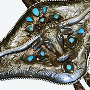 long horn belt buckle close up