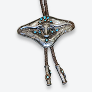 long horn belt buckle with turquoise