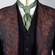 Men's Rust Brocade Frock Coat - Red, Blue, Green - RBG