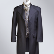 Men's Black Gabardine Wool Frock Coat