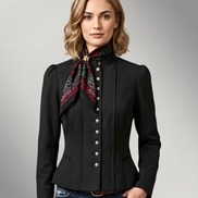 Women's Victoriana Peplum Coat – Midnight Black Gabardine