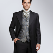 Men's Black Gabardine Wool Frock Coat