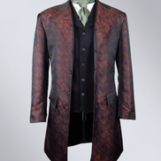 Men's Rust Brocade Frock Coat - Red, Blue, Green - RBG