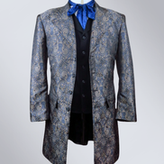 Men's Gunmetal Brocade Frock Coat