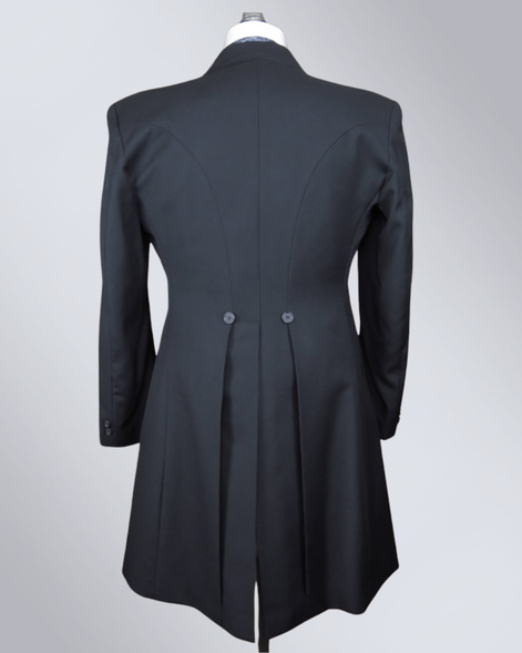 Men's Black Gabardine Wool Frock Coat
