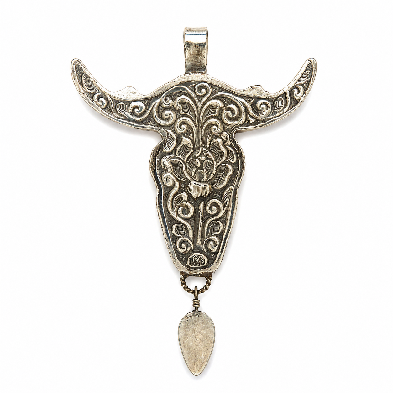 Large Skull with Turquoise Drop Pendant