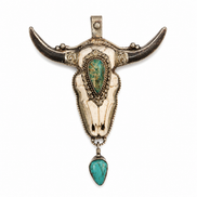 Large Skull with Turquoise Drop Pendant