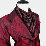 Women's Red Paisley Brocade Tailored Frock Coat