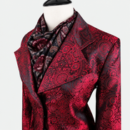 Women's Red Paisley Brocade Tailored Frock Coat
